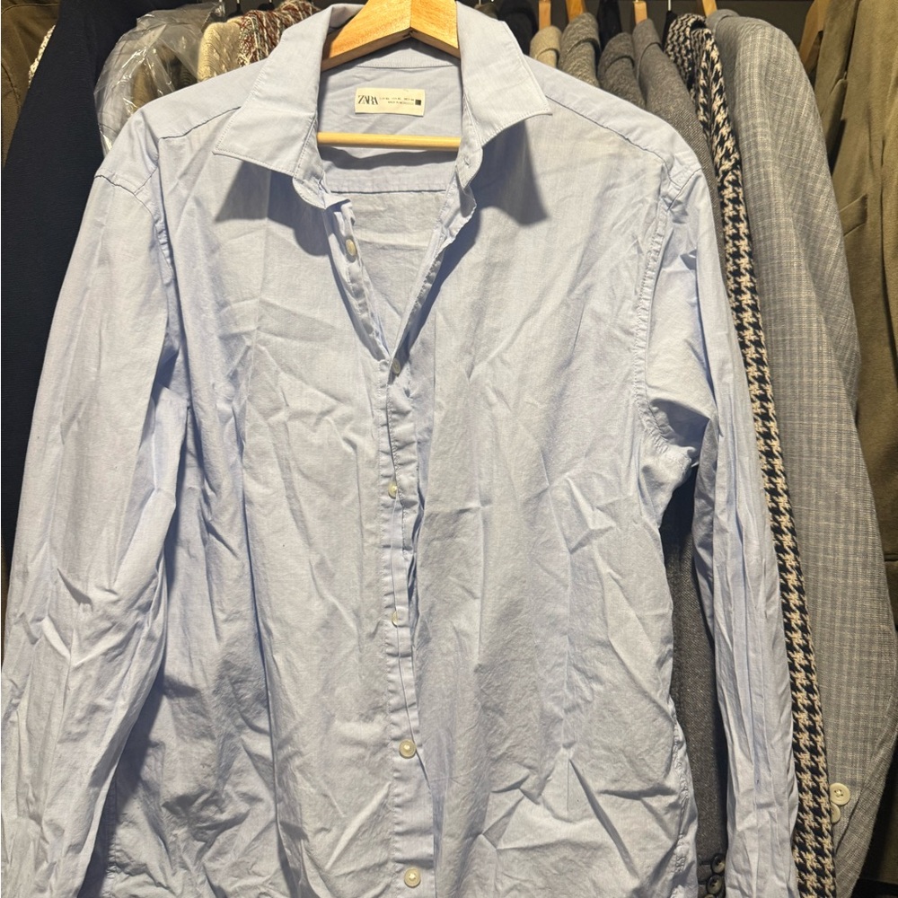 Zara Men's Sky Blue Casual Shirt